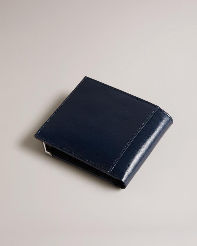 Portefeuille Ted Baker Metal Corner Bifold Coin Bleu Marine Homme | LEV-96250202